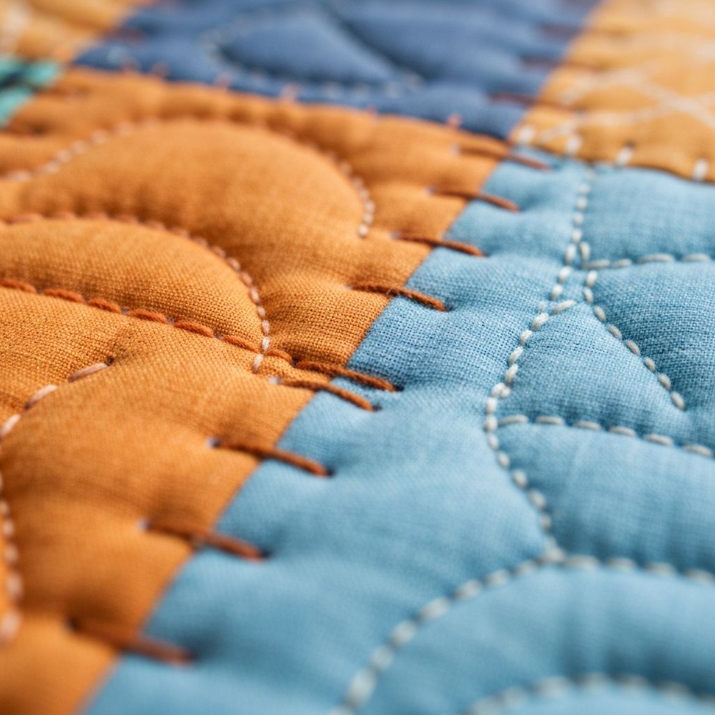 Close-up of hand stitching